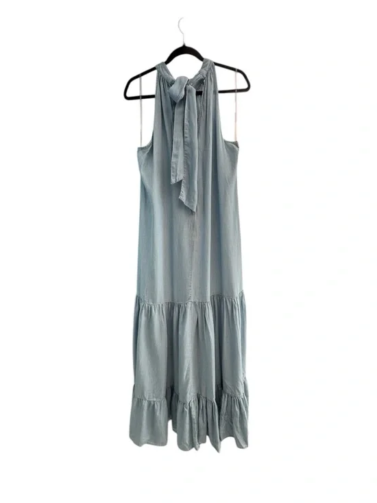 Vince Camuto Sleeveless Light Blue Tiered Maxi Dress Airy Beach Casual Boho Sz L - Picture 9 of 16